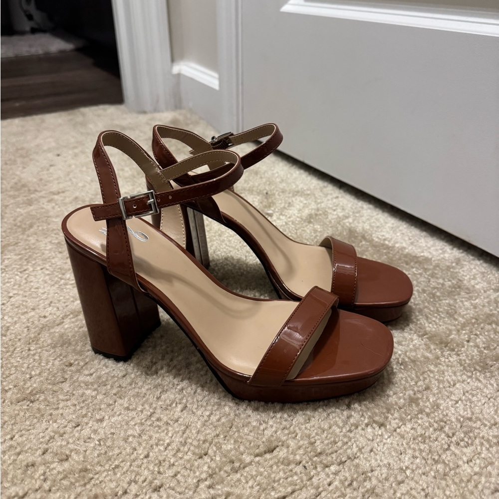 Brown Strappy Block Heel Sandals